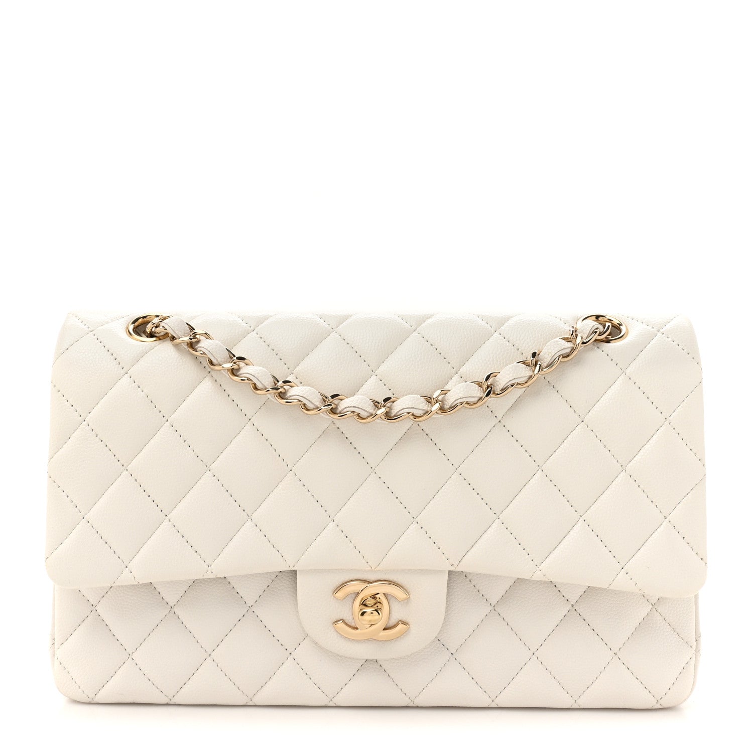 Chanel Caviar Quilted Medium Double Flap White 1 of 12