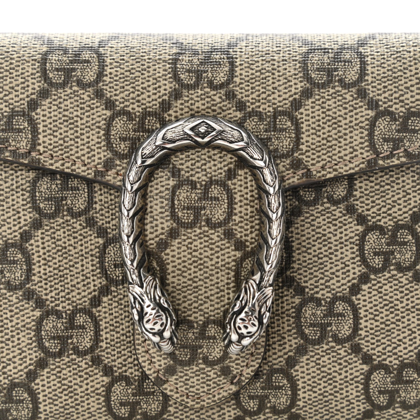 GG Supreme Monogram Dionysus Card Case Wallet Beige Taupe