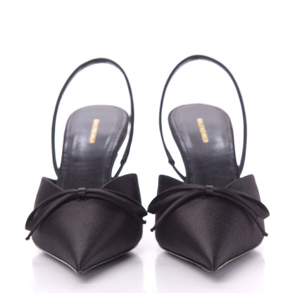Balenciaga Satin Pointed Toe Knife Slingback Mules 35 Black 3 of 9