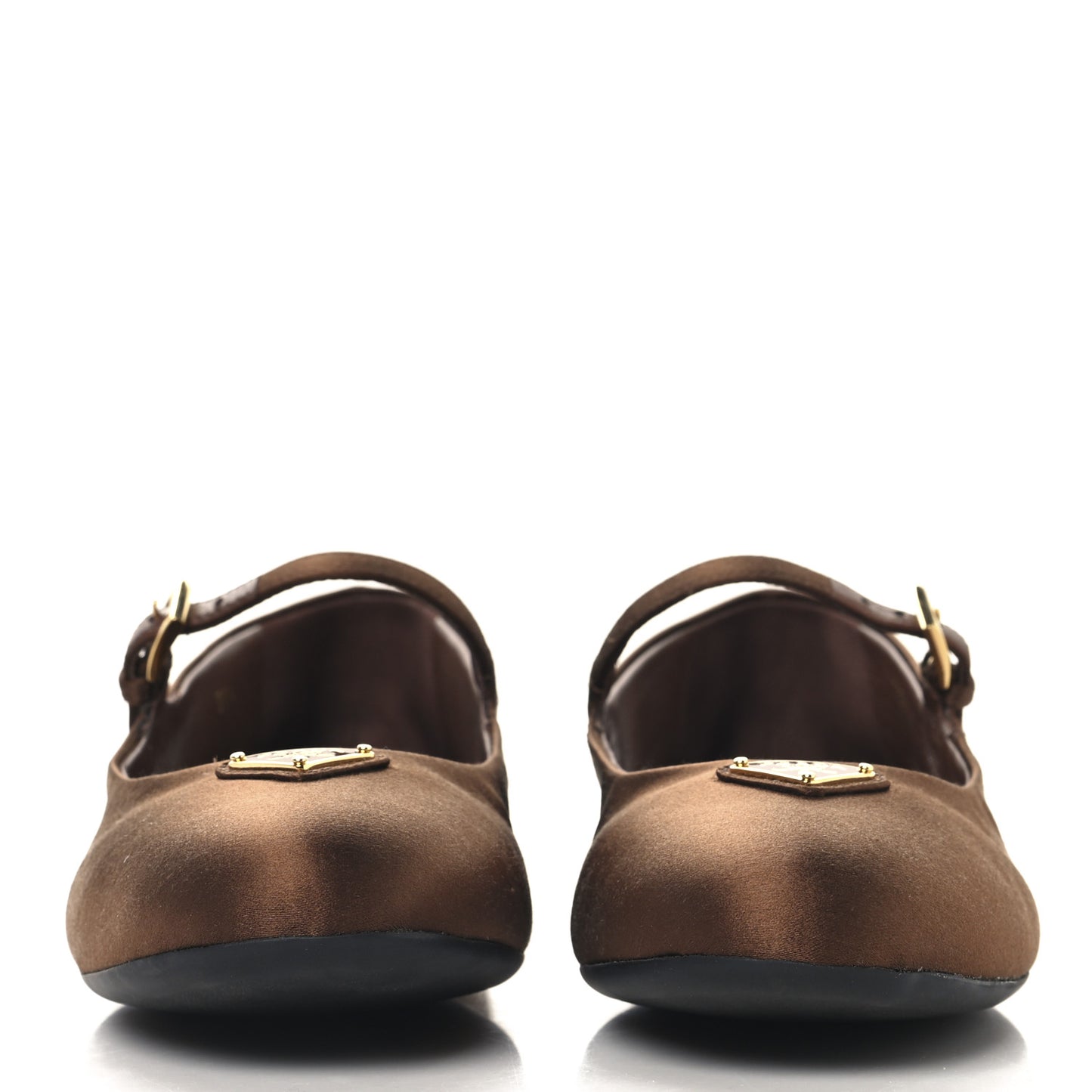Satin Triangle Ballerina Flats Tabacco