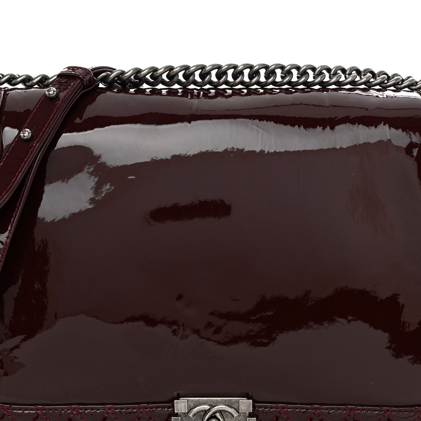 Patent Large Boy Reverso Flap Burgundy
