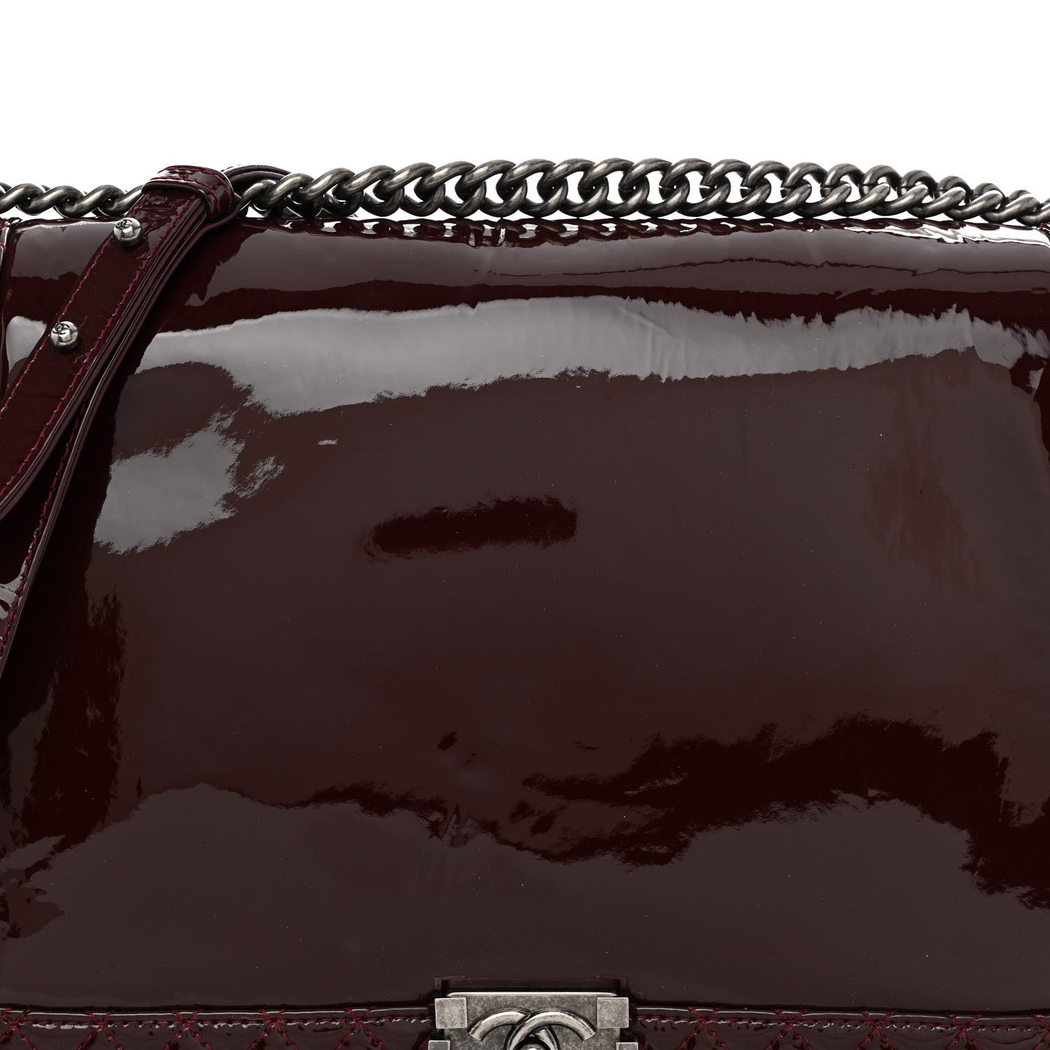 Chanel Patent Large Boy Reverso Flap Burgundy 7 of 9