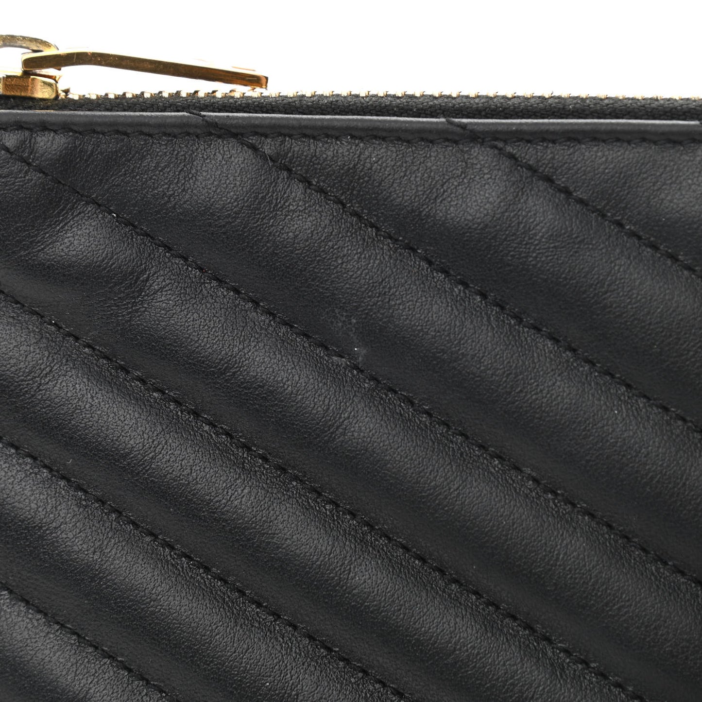 Calfskin Matelasse Chevron Monogram A5 Wristlet Black