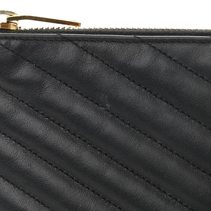 Saint Laurent Calfskin Matelasse Chevron Monogram A5 Wristlet Black 9 of 11