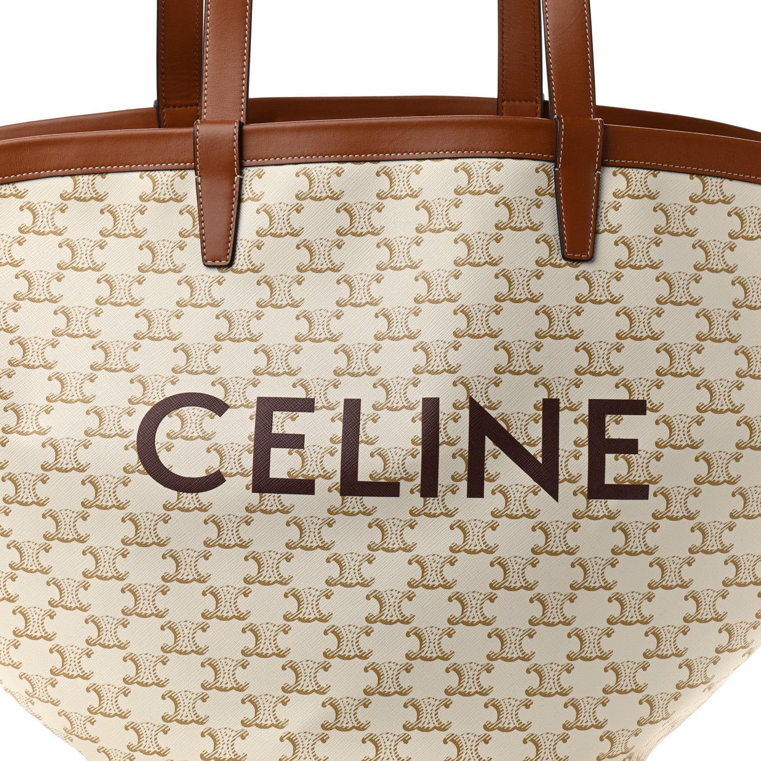 Celine Calfskin Canvas Triomphe Large Couffin White 7 of 9