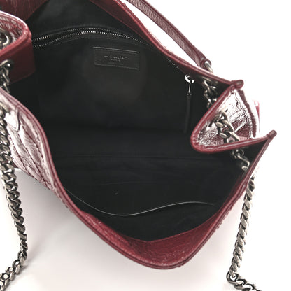 Saint Laurent Crinkled Calfskin Matelasse Monogram Medium Niki Shopper Tote Burgundy 5 of 8