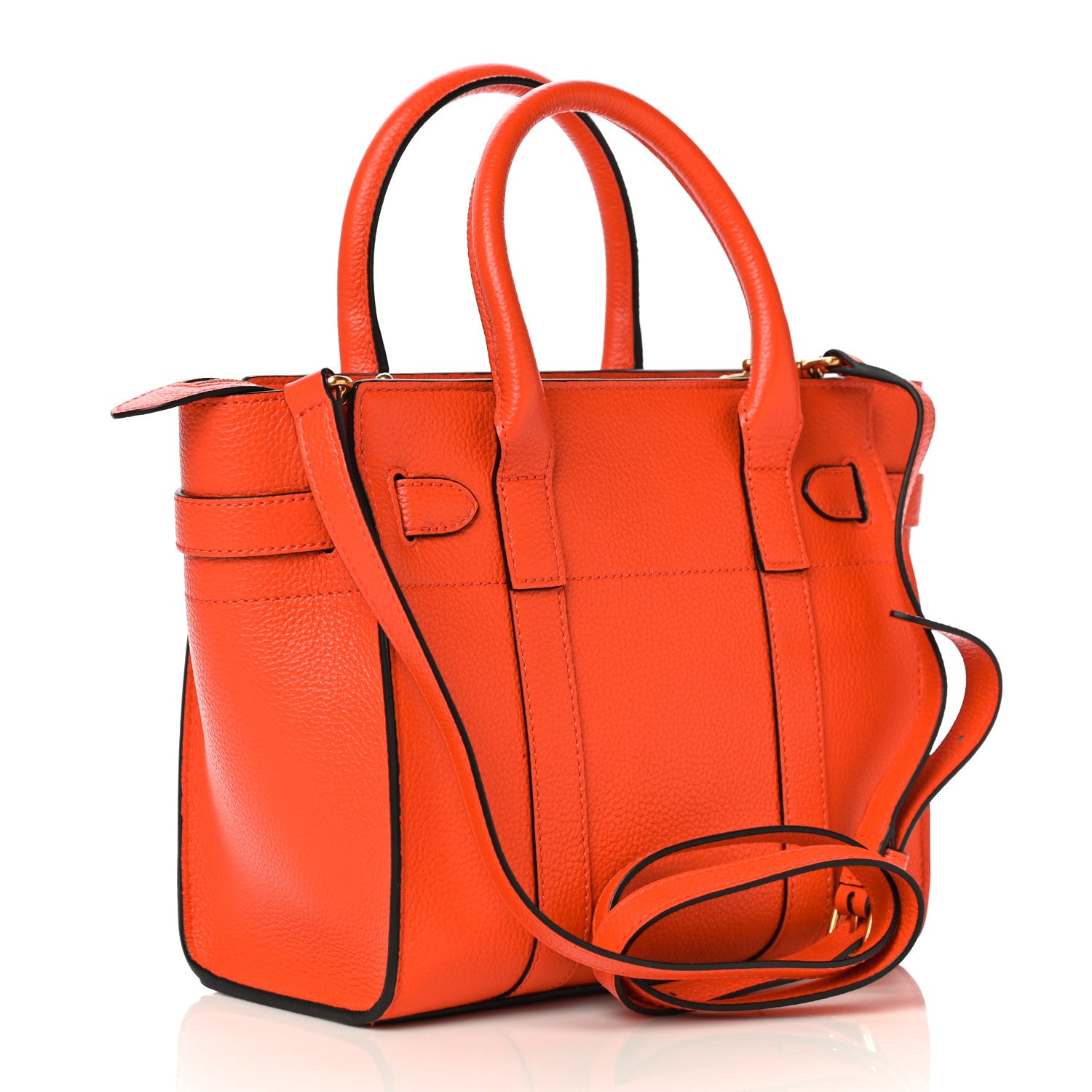 Mulberry Classic Grain Calfskin Small Bayswater Zip Tote Orange 2 of 8