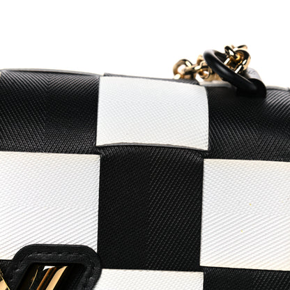 Louis Vuitton Calfskin Damier Tressage Twist Shoulder Bag MM Black White 12 of 13