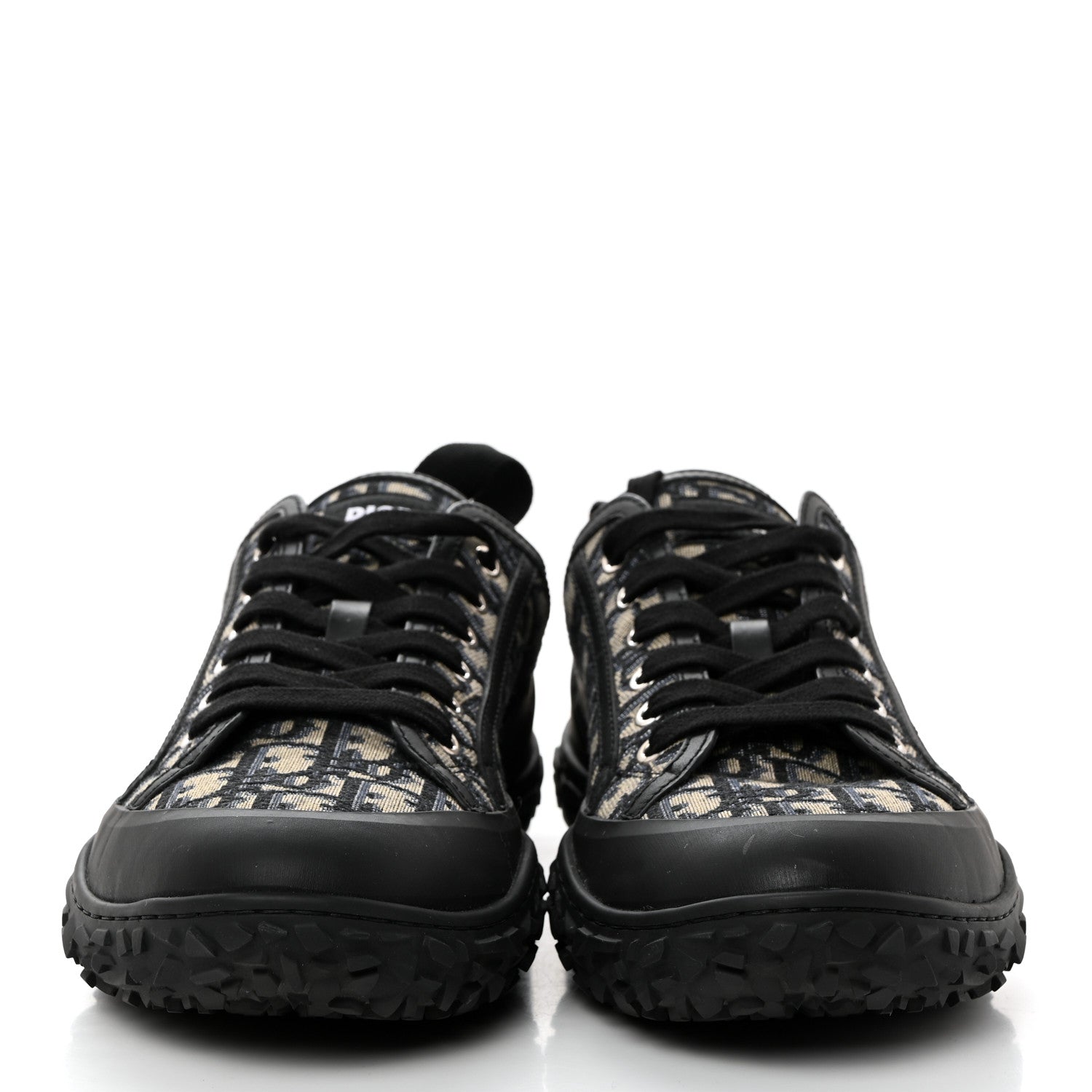 Christian Dior Jacquard Rubber Oblique Mens B28 Low Top Sneakers 42 Black Apricot 2 of 8