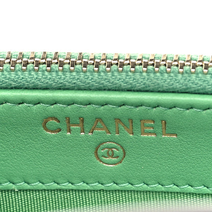 Chanel Caviar Quilted CC Filigree Clutch With Chain Pink Green Blue 6 of 10