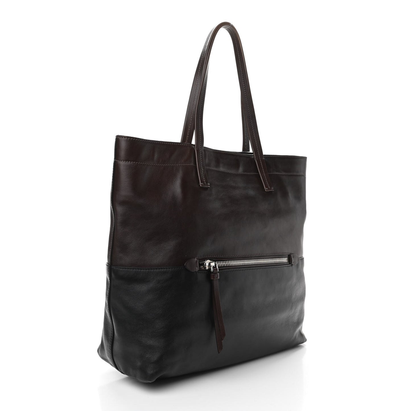 Vitello Soft Calfskin Shopping Tote Nocciolo Black