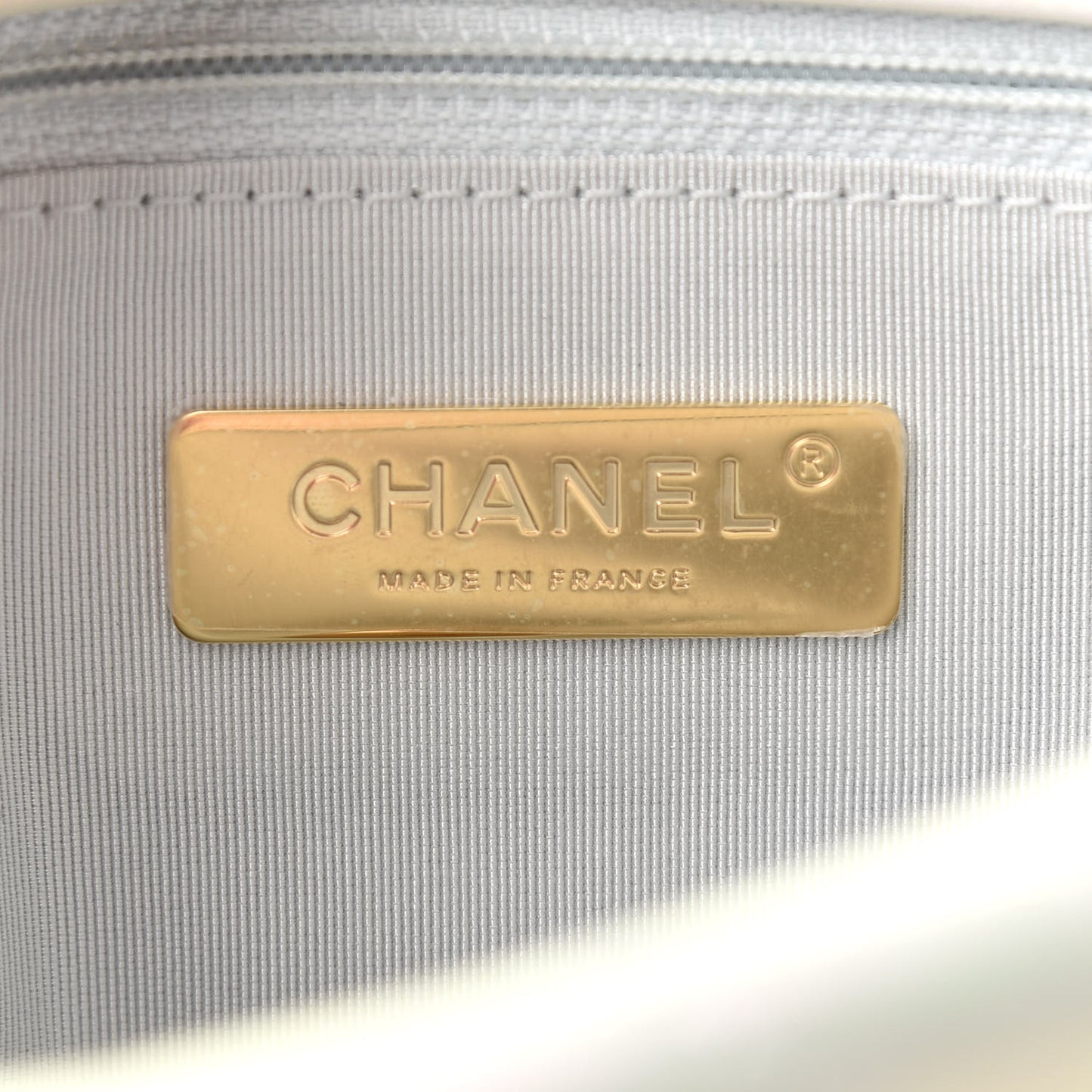 Iridescent Calfskin Quilted Medium Chanel 19 Flap White