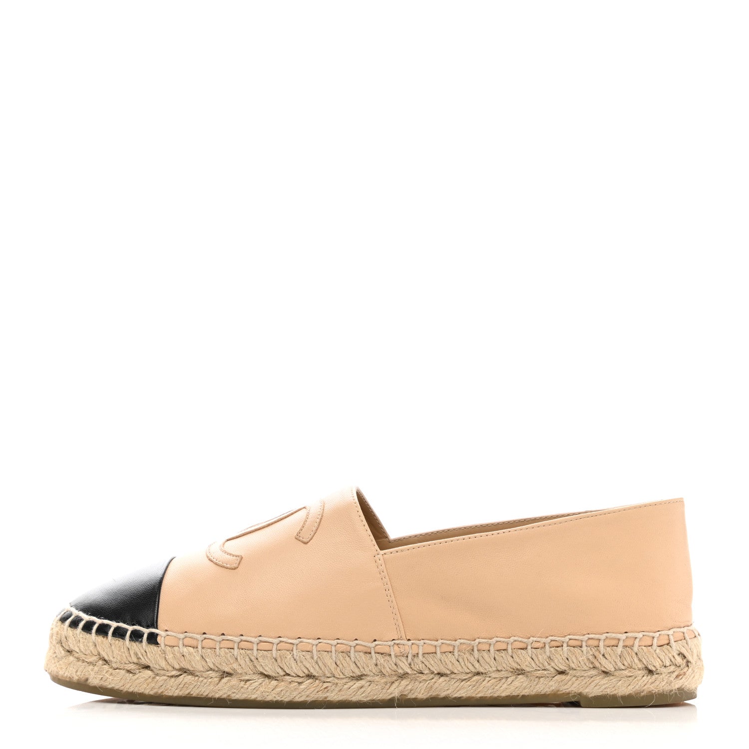 Chanel Lambskin CC Espadrilles 38 Beige Black 1 of 11