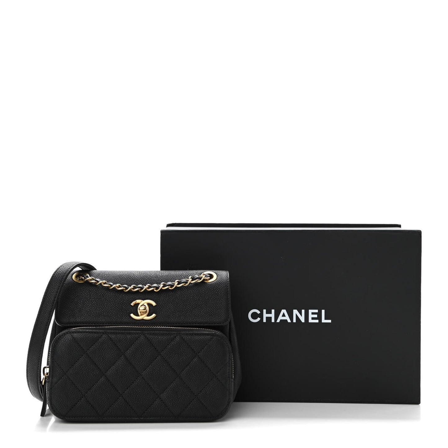 Caviar Quilted Small Business Affinity Messenger Flap Black