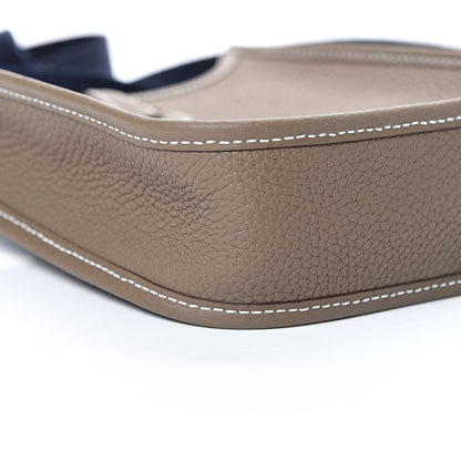 Hermes Taurillon Clemence Amazone Evelyne TPM Etoupe Bleu Indigo 8 of 10