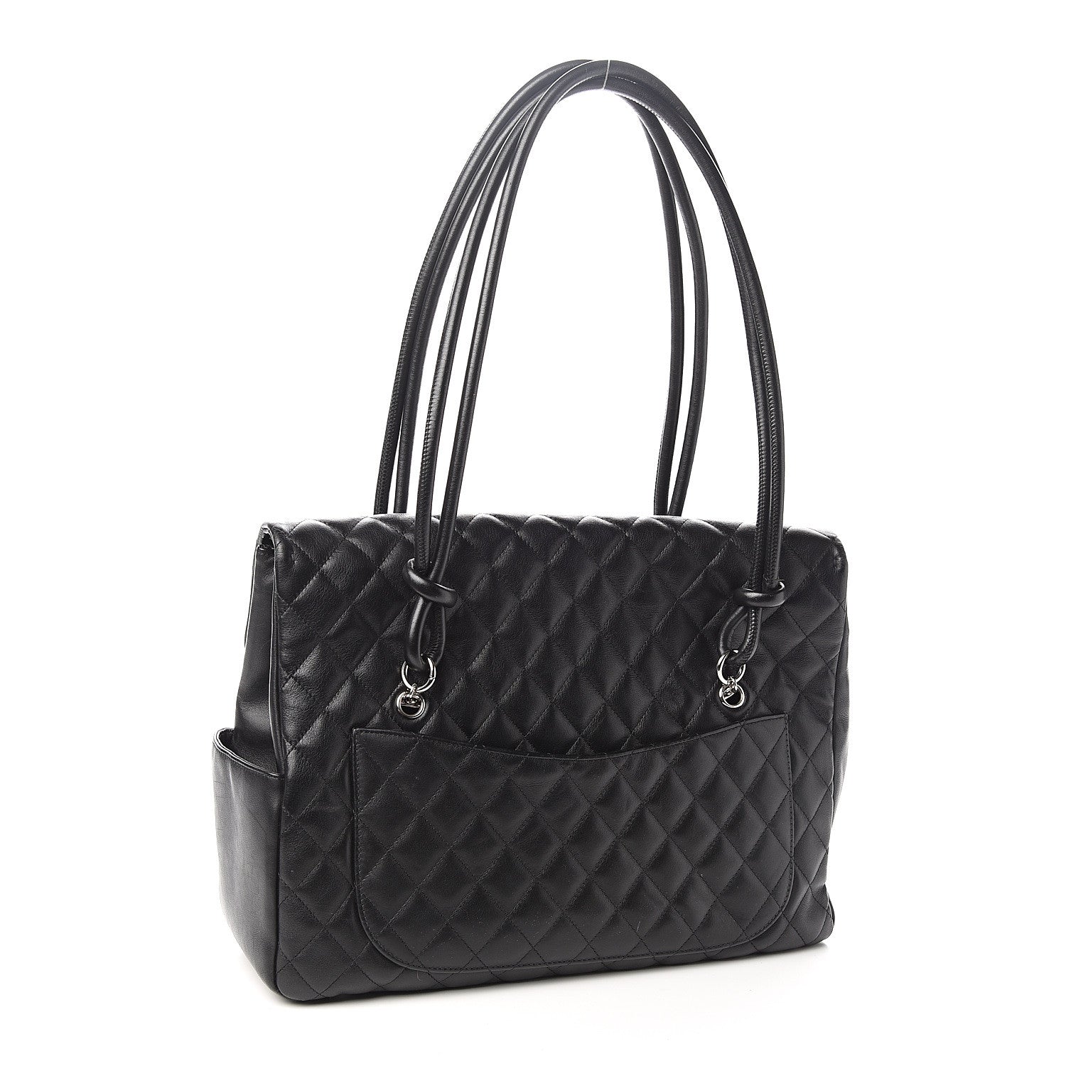 Chanel Calfskin Quilted Large Cambon Flap Black White 2 of 13