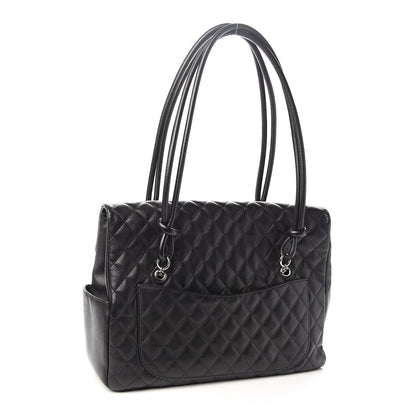 Chanel Calfskin Quilted Large Cambon Flap Black White 2 of 13