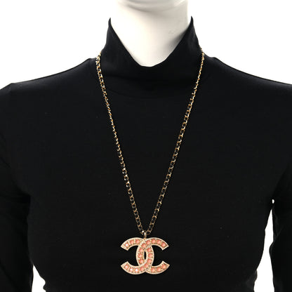 Chanel Pearl Crystal Lambskin Chain CC Dazzling Domino Necklace Gold Pink Black 2 of 5
