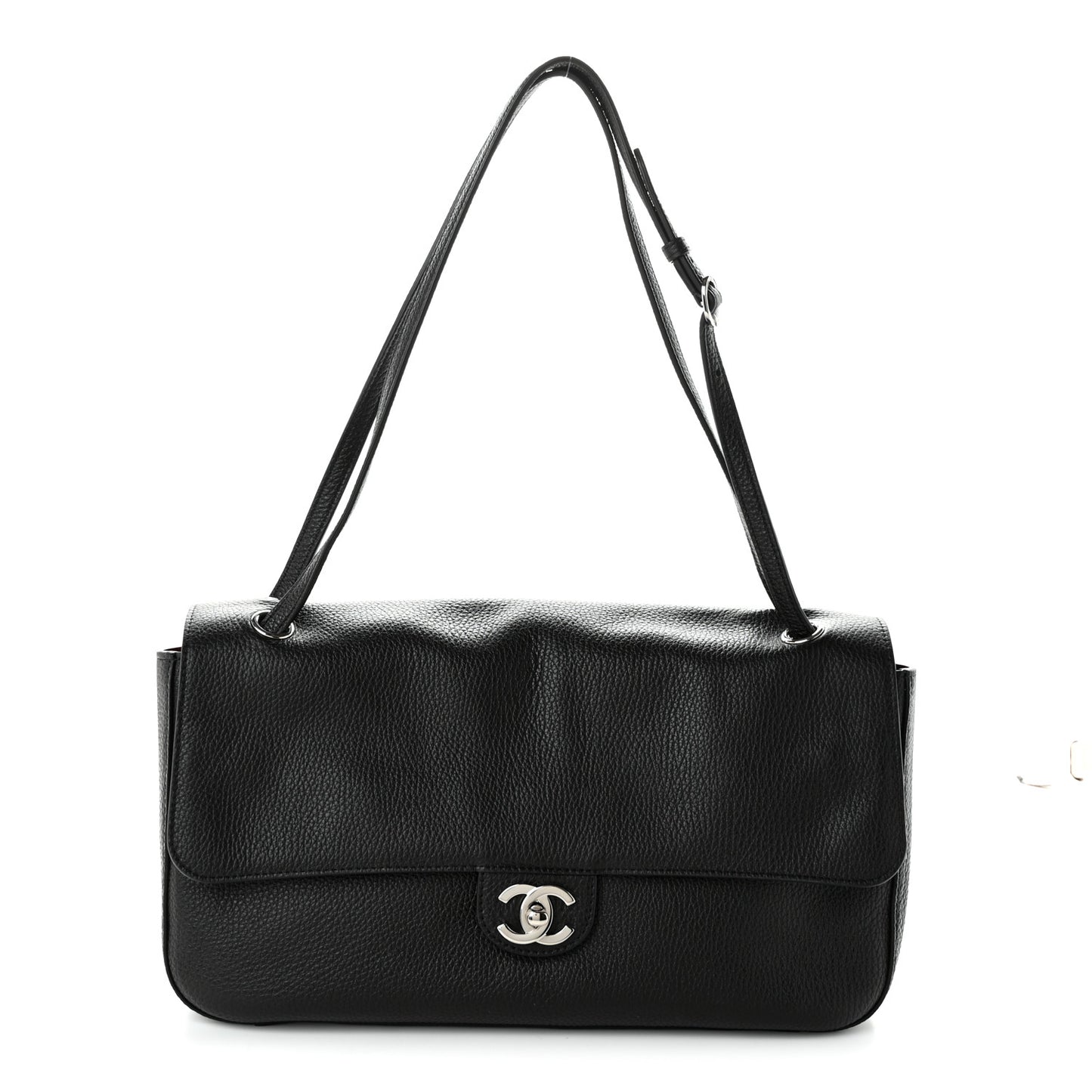 Grained Calfskin Small Souplissimo Maxi Flap Black