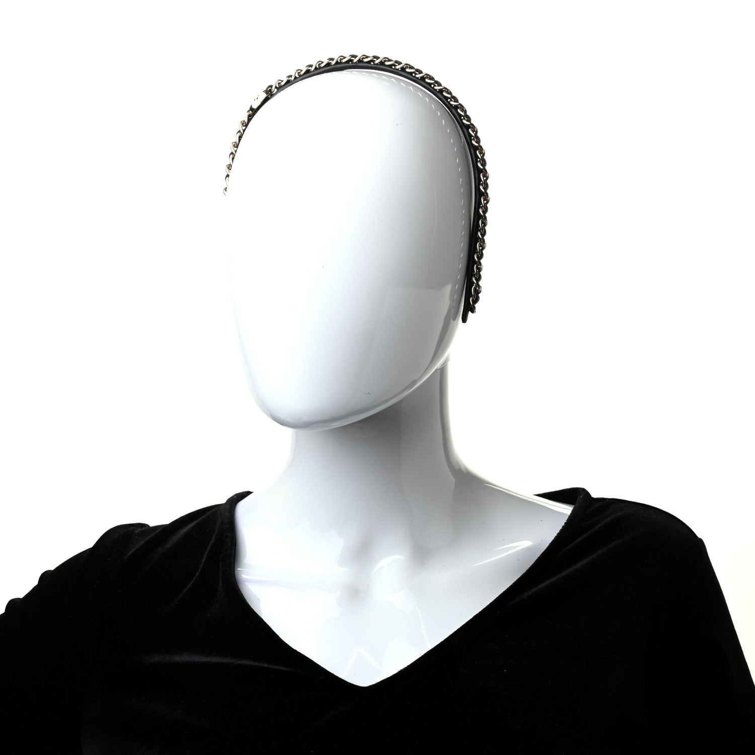 Chanel Metal Lambskin CC Turnlock Chain Headband Gold Black 2 of 5