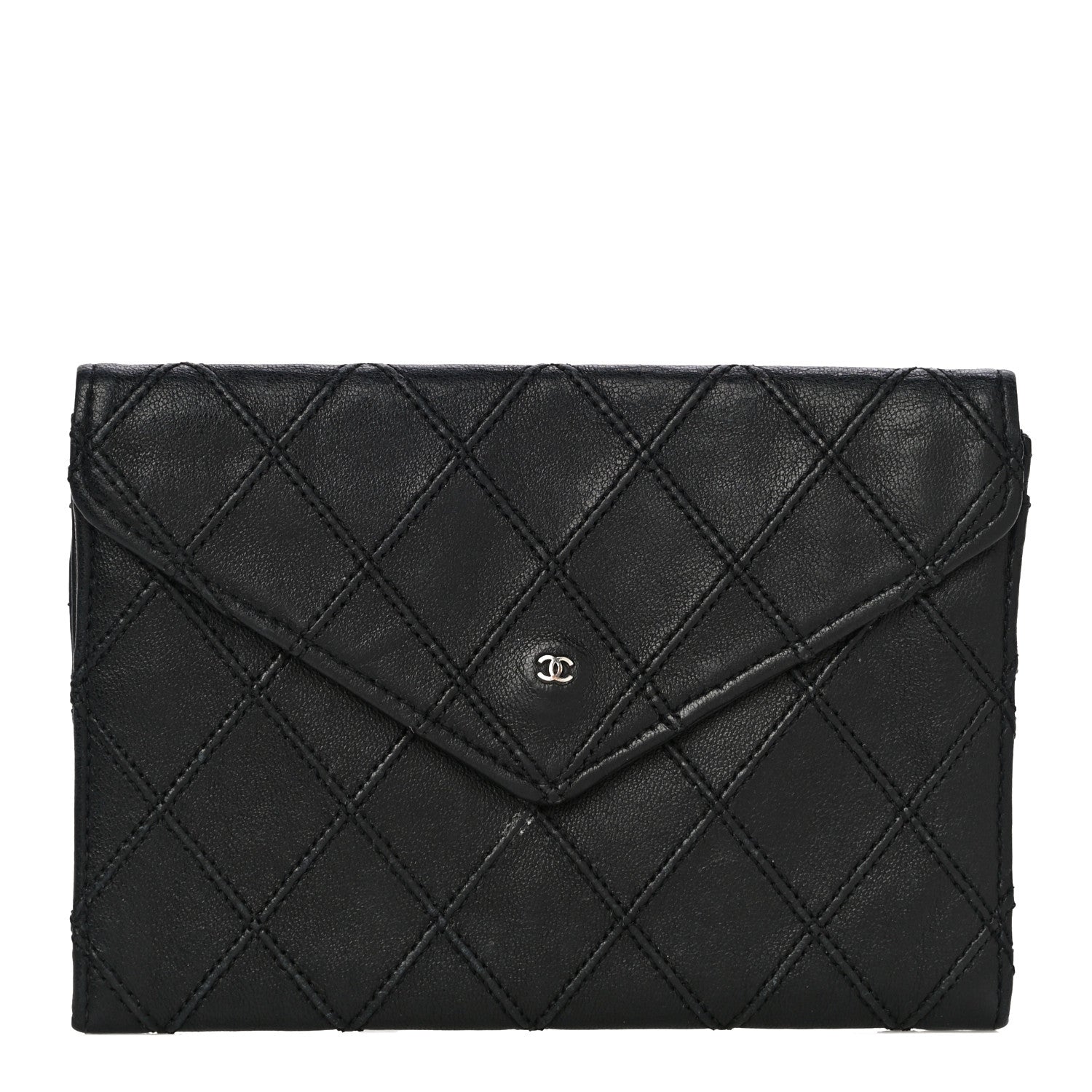 Chanel Lambskin Diamond Stitched Flap Wallet Black 1 of 13