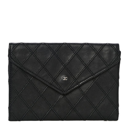 Chanel Lambskin Diamond Stitched Flap Wallet Black 1 of 13