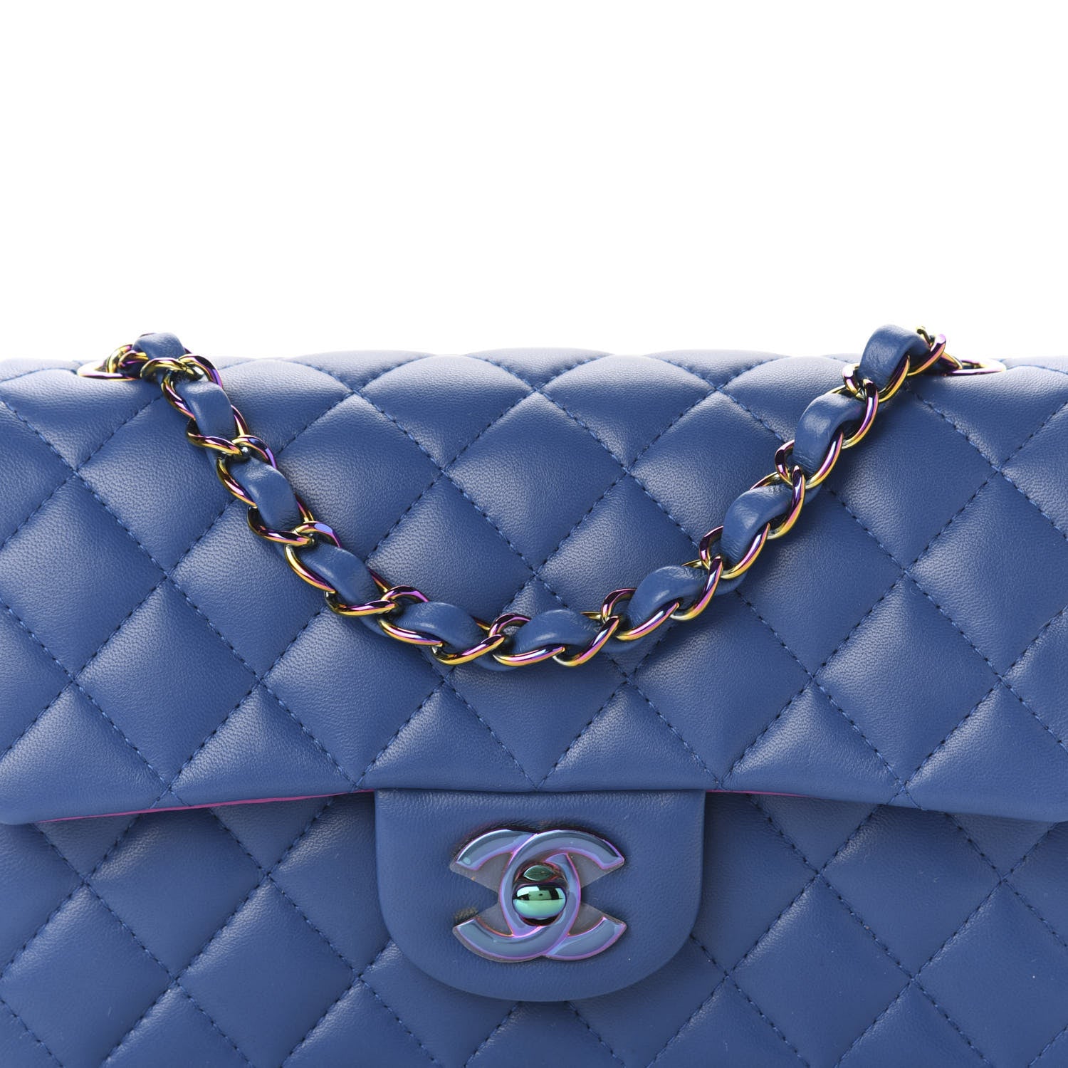 Chanel Lambskin Quilted Mini Rectangular Flap Blue Purple 10 of 10