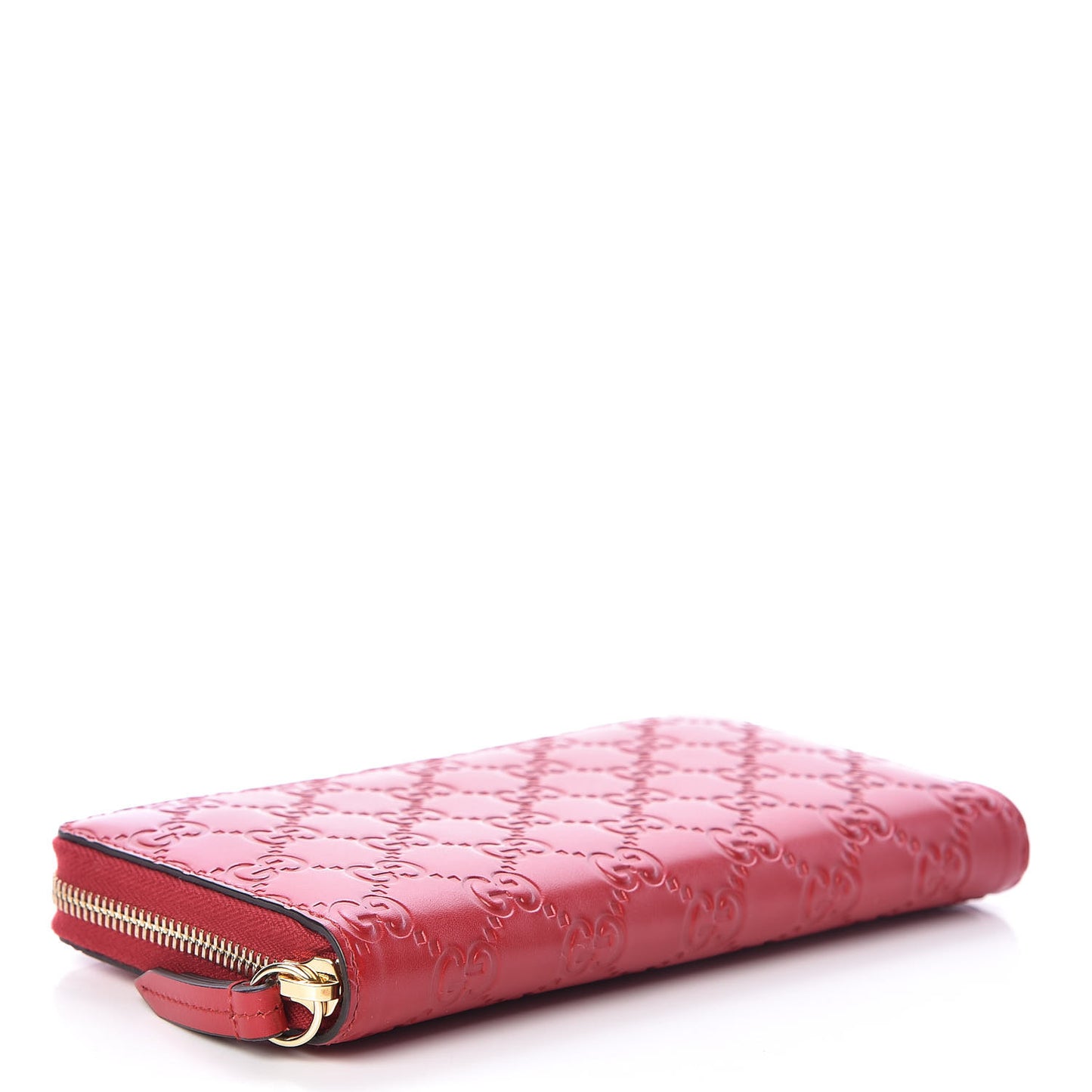 Guccissima Signature Zip Around Wallet Hibiscus Red
