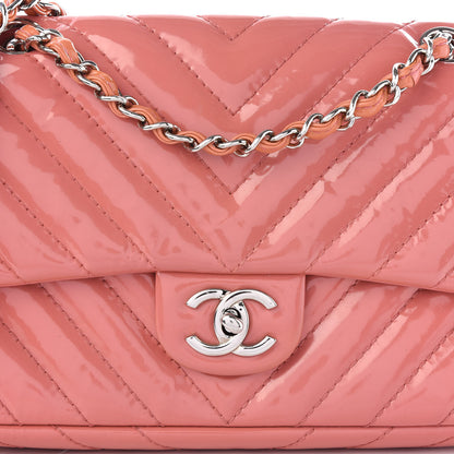 Chanel Patent Chevron Quilted Medium Single Flap Pink 11 of 11