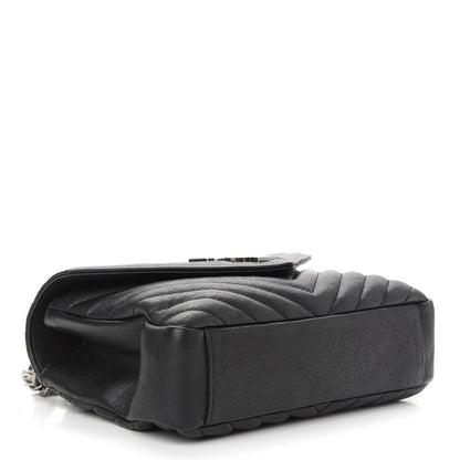 Saint Laurent Sheepskin Matelasse Chevron Monogram Medium College Bag Black 4 of 8