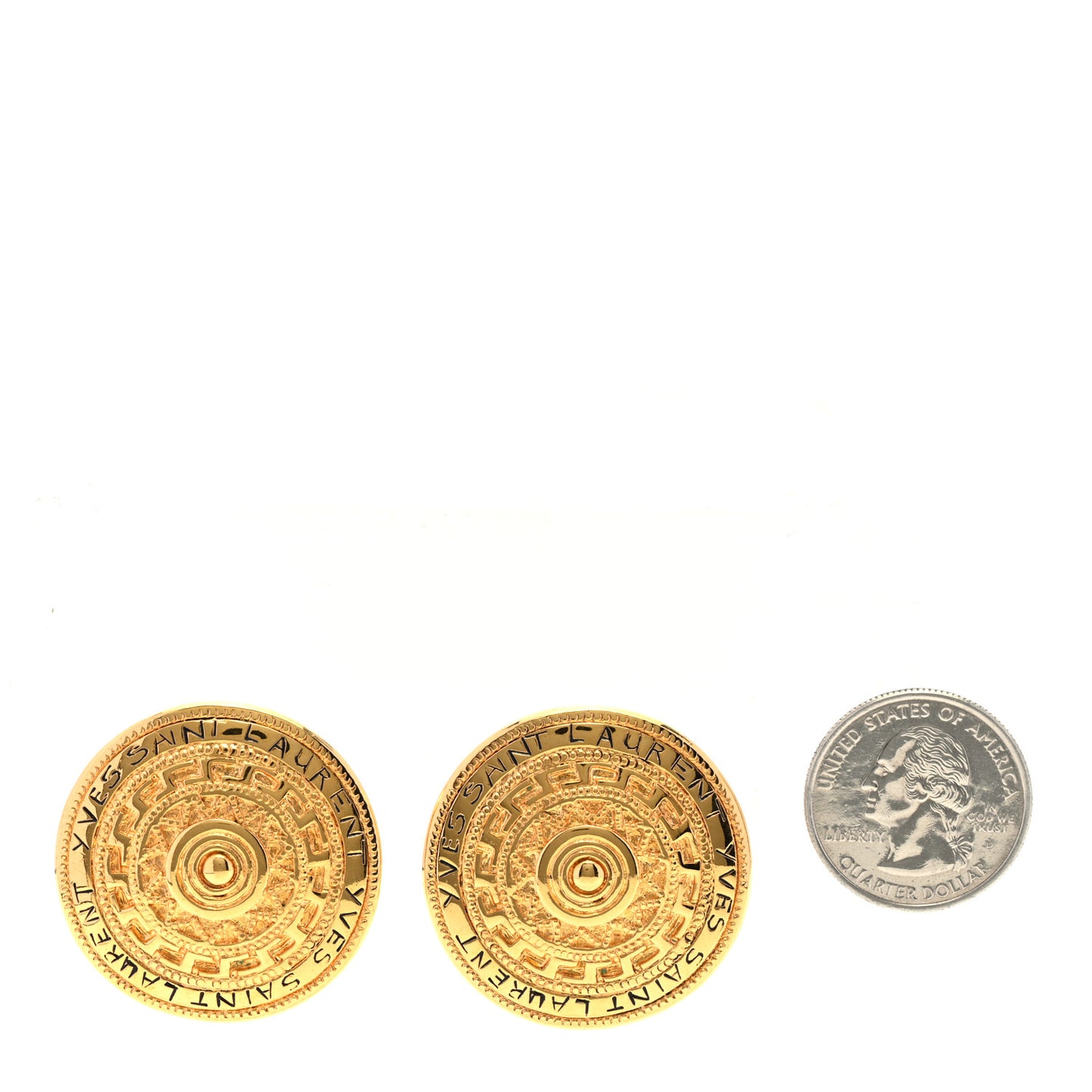 Medallion Clip On Earrings Gold