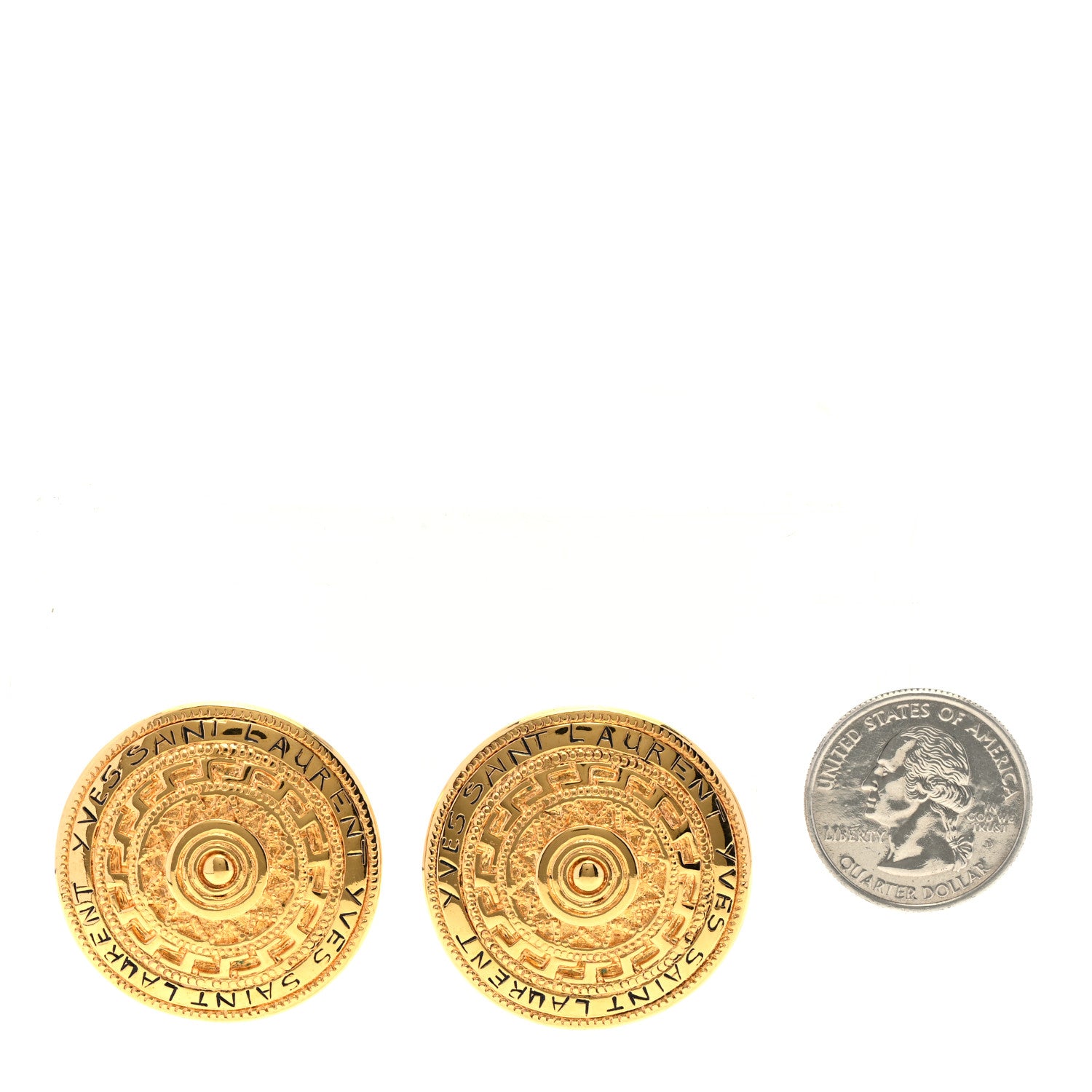 Saint Laurent Medallion Clip On Earrings Gold 2 of 3