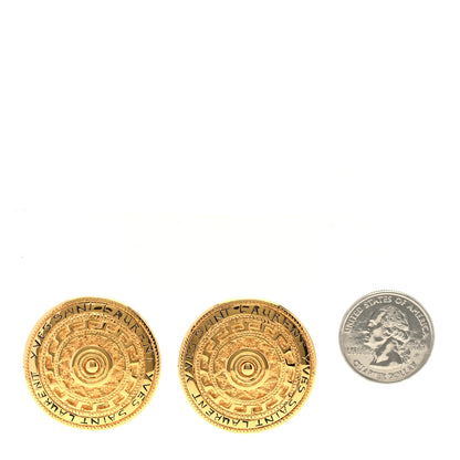 Saint Laurent Medallion Clip On Earrings Gold 2 of 3