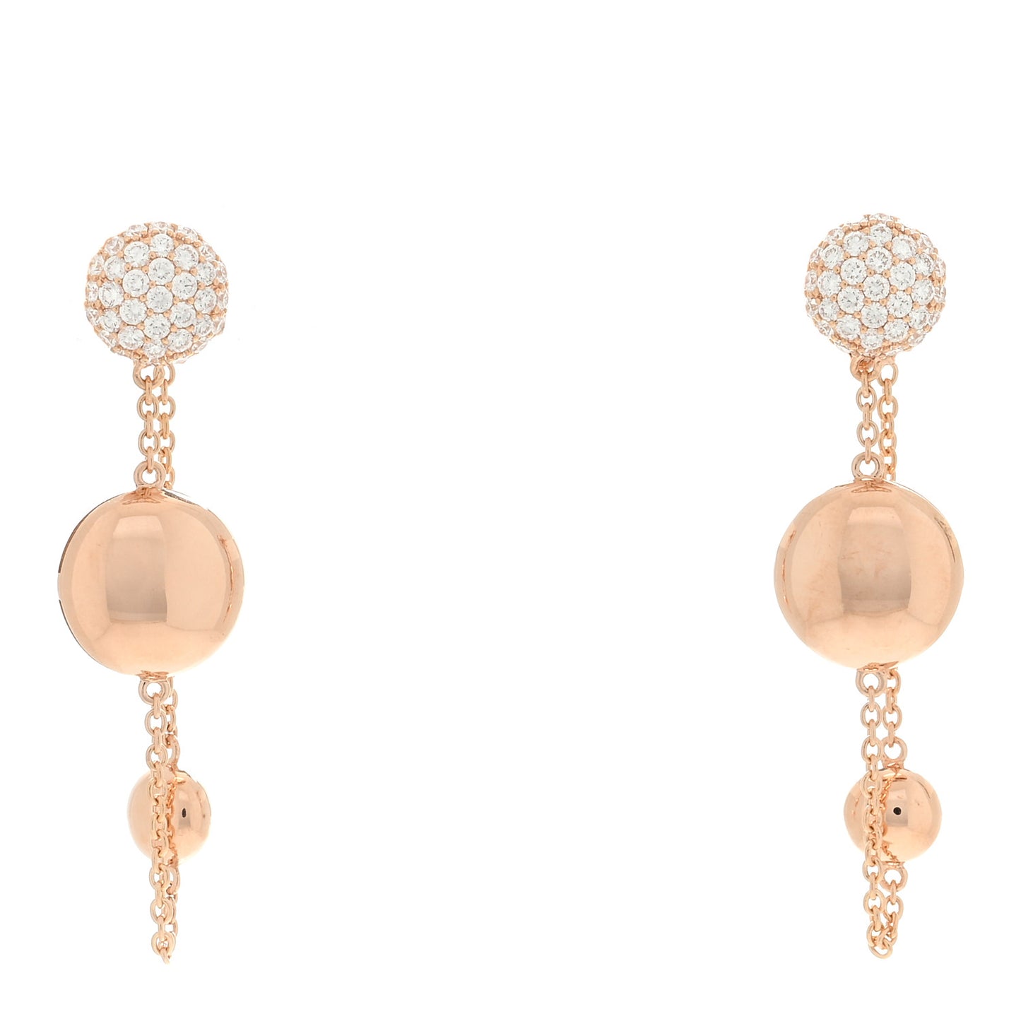 18K Rose Gold Diamond Disc Drop Earrings