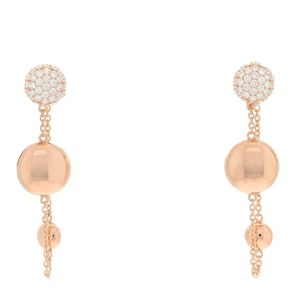 Roberto Coin 18K Rose Gold Diamond Disc Drop Earrings 1 of 4