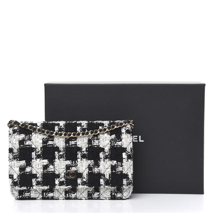 Chanel Tweed Quilted Wallet On Chain WOC Black Ecru White 11 of 11