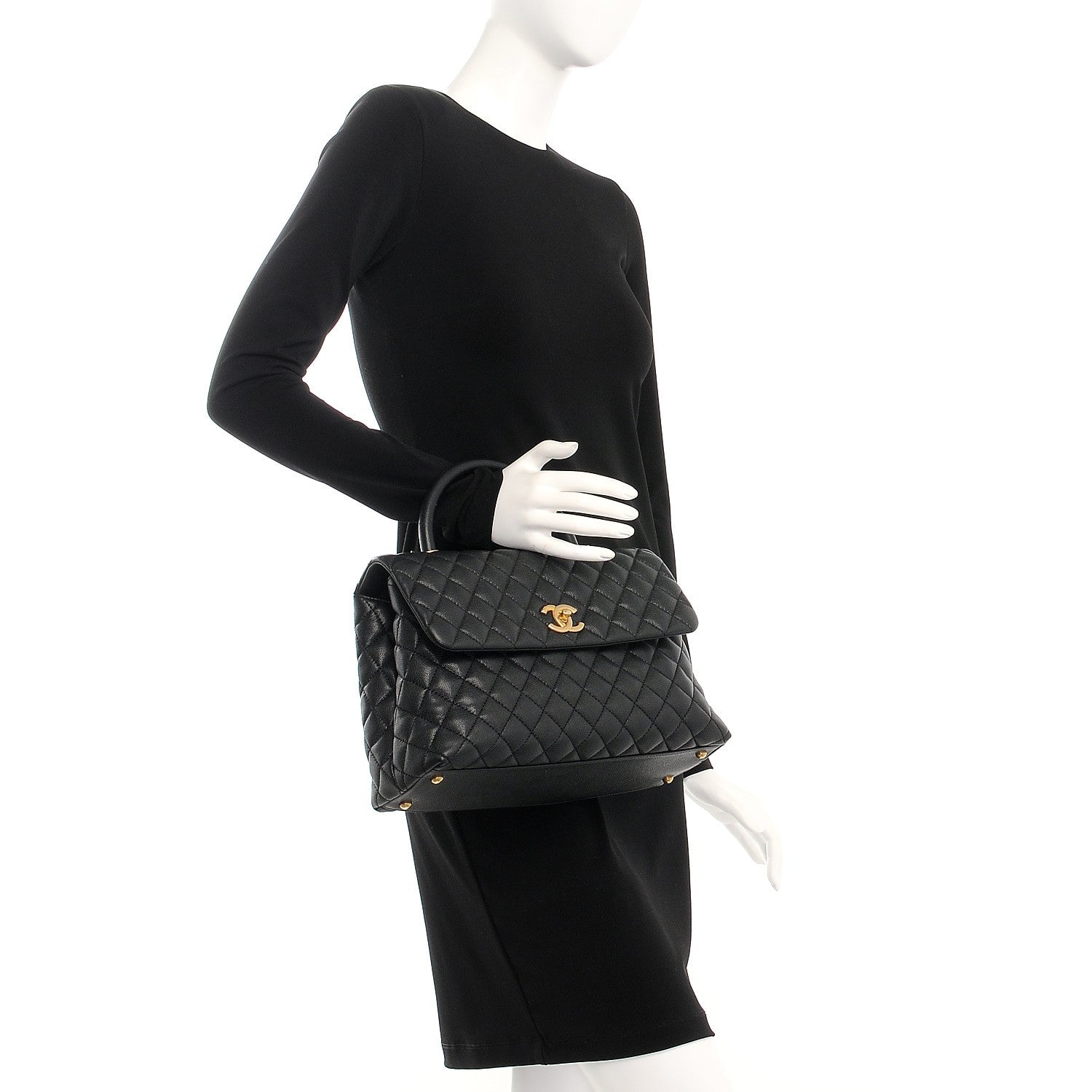 Chanel Caviar Quilted Medium Coco Handle Flap Black 3 of 9