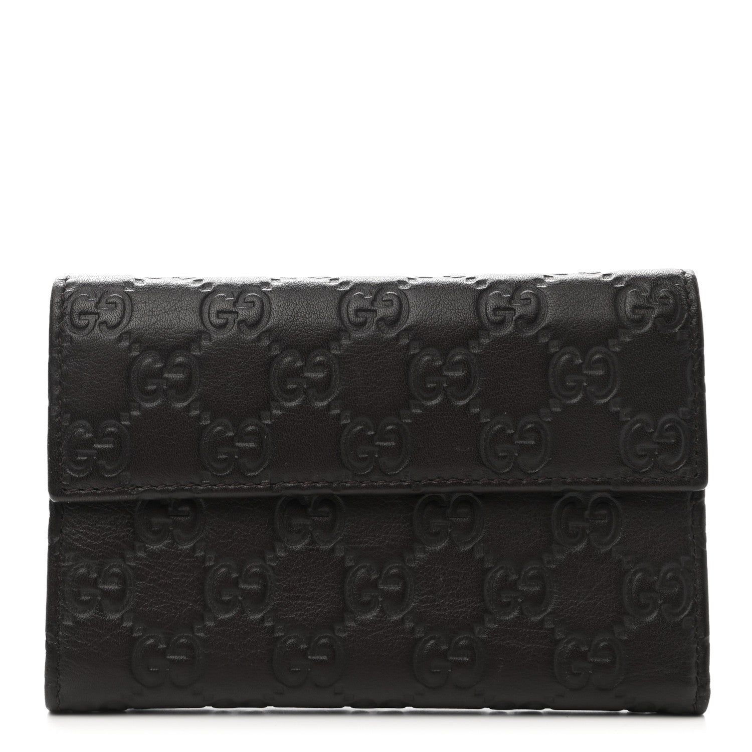 Gucci Guccissima Continental Flap Wallet Dark Brown 1 of 8
