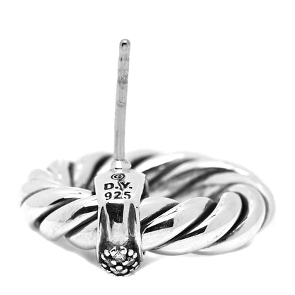 David Yurman Sterling Silver Diamond Metro Crossover Hoop Earrings 5 of 5