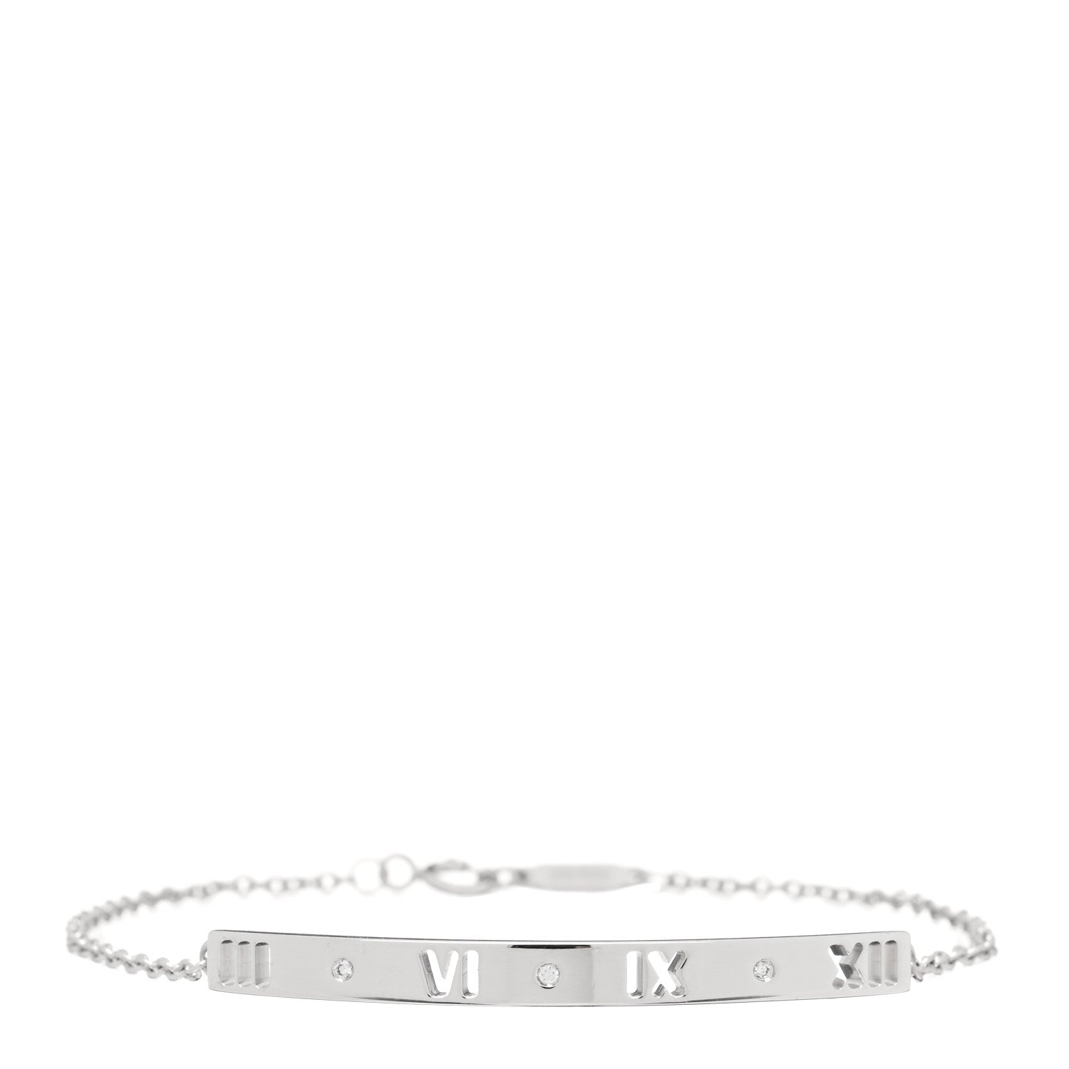 Tiffany 18K White Gold Diamond Atlas Bar Pierced Bracelet 1 of 3