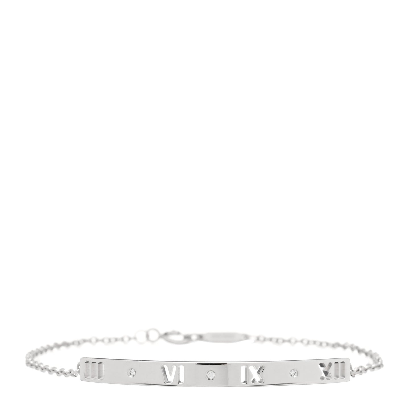 18K White Gold Diamond Atlas Bar Pierced Bracelet