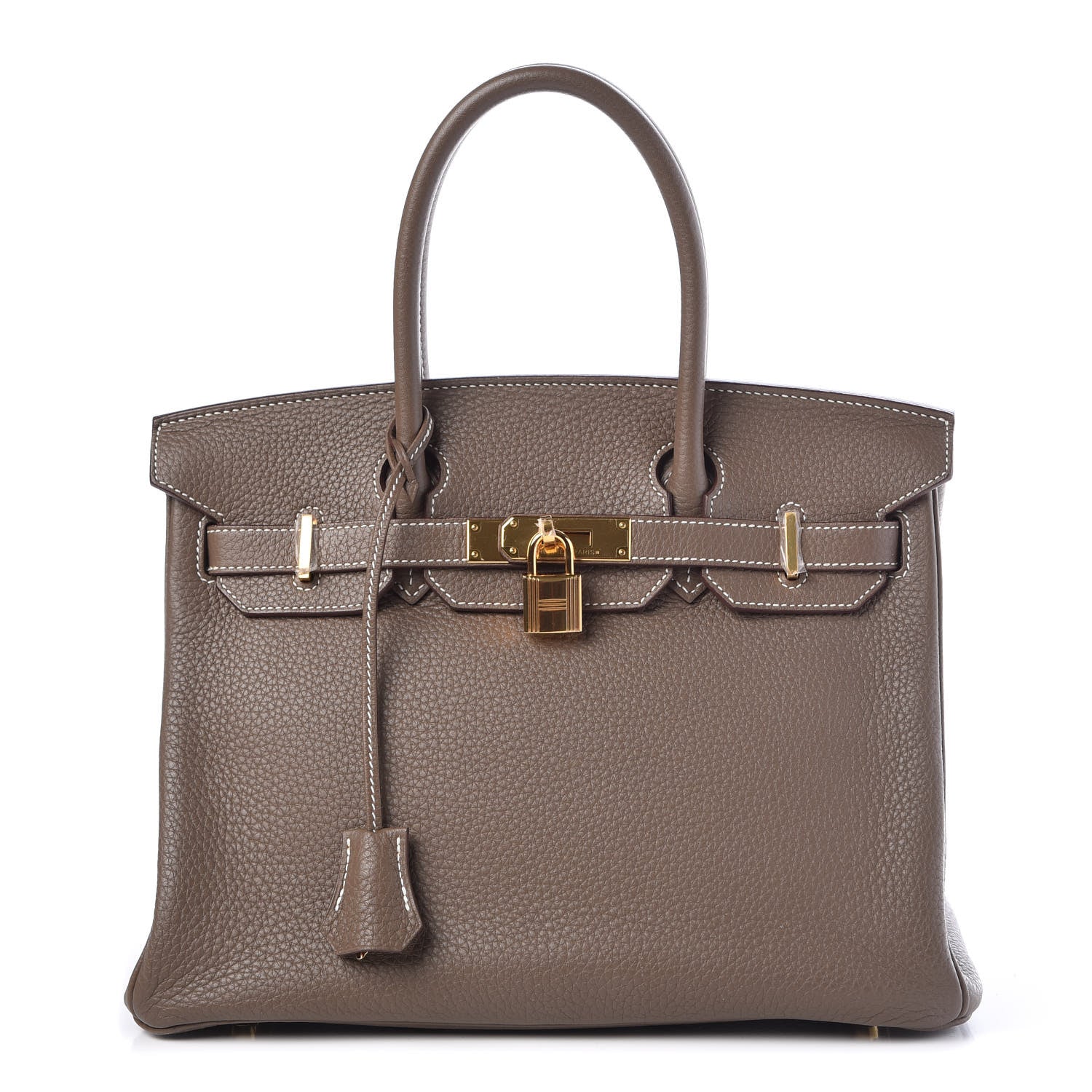 Hermes Taurillon Clemence Birkin 30 Etoupe 1 of 32