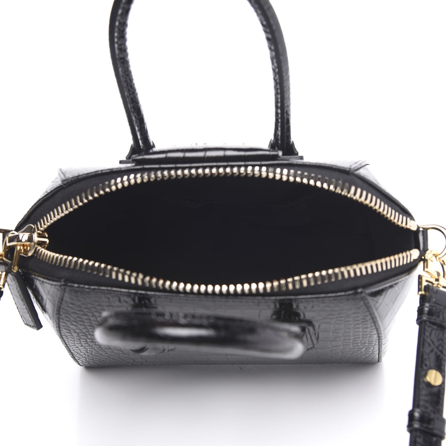 Calfskin Crocodile Embossed Mini Antigona Black