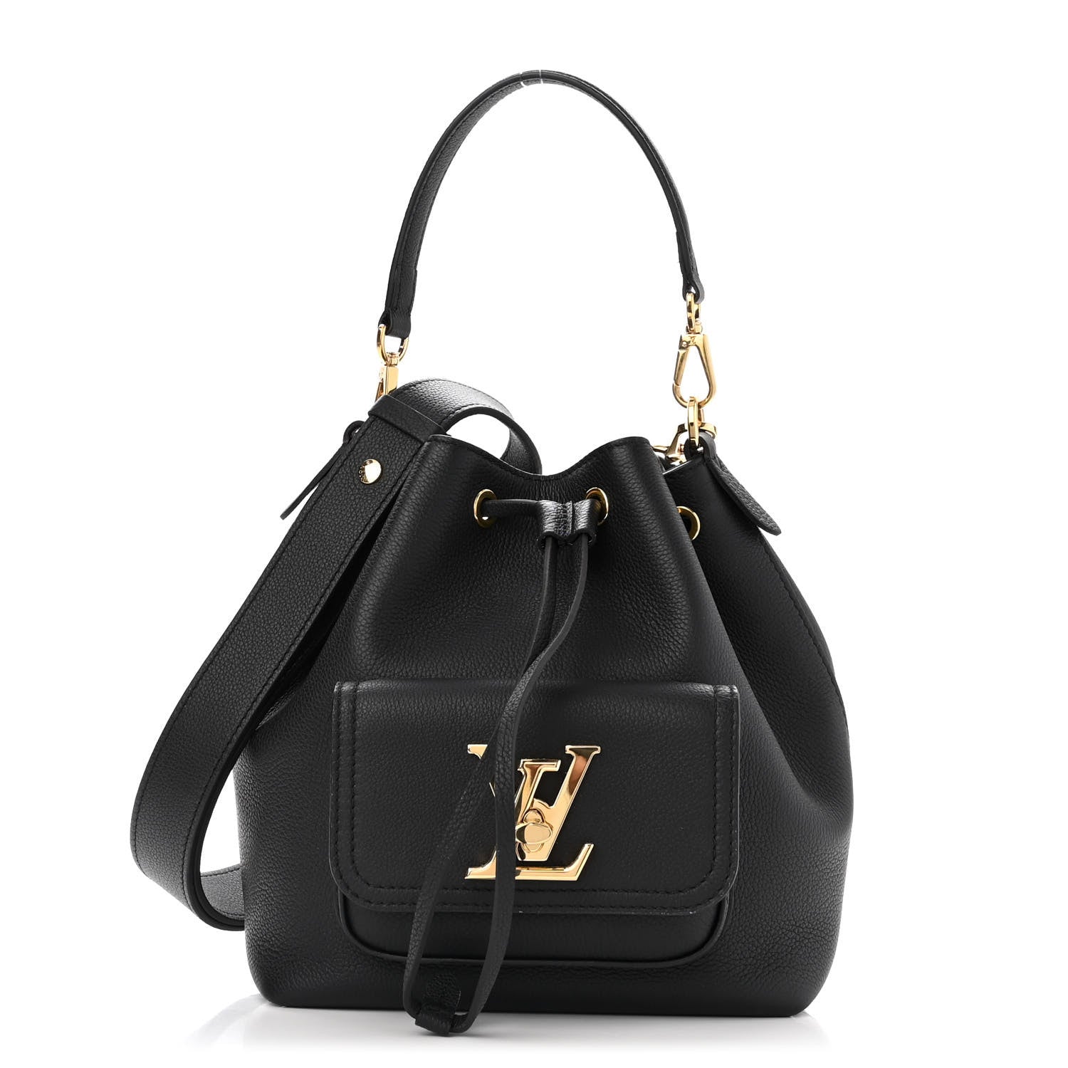 Louis Vuitton Calfskin Lockme Bucket MM Black 1 of 10
