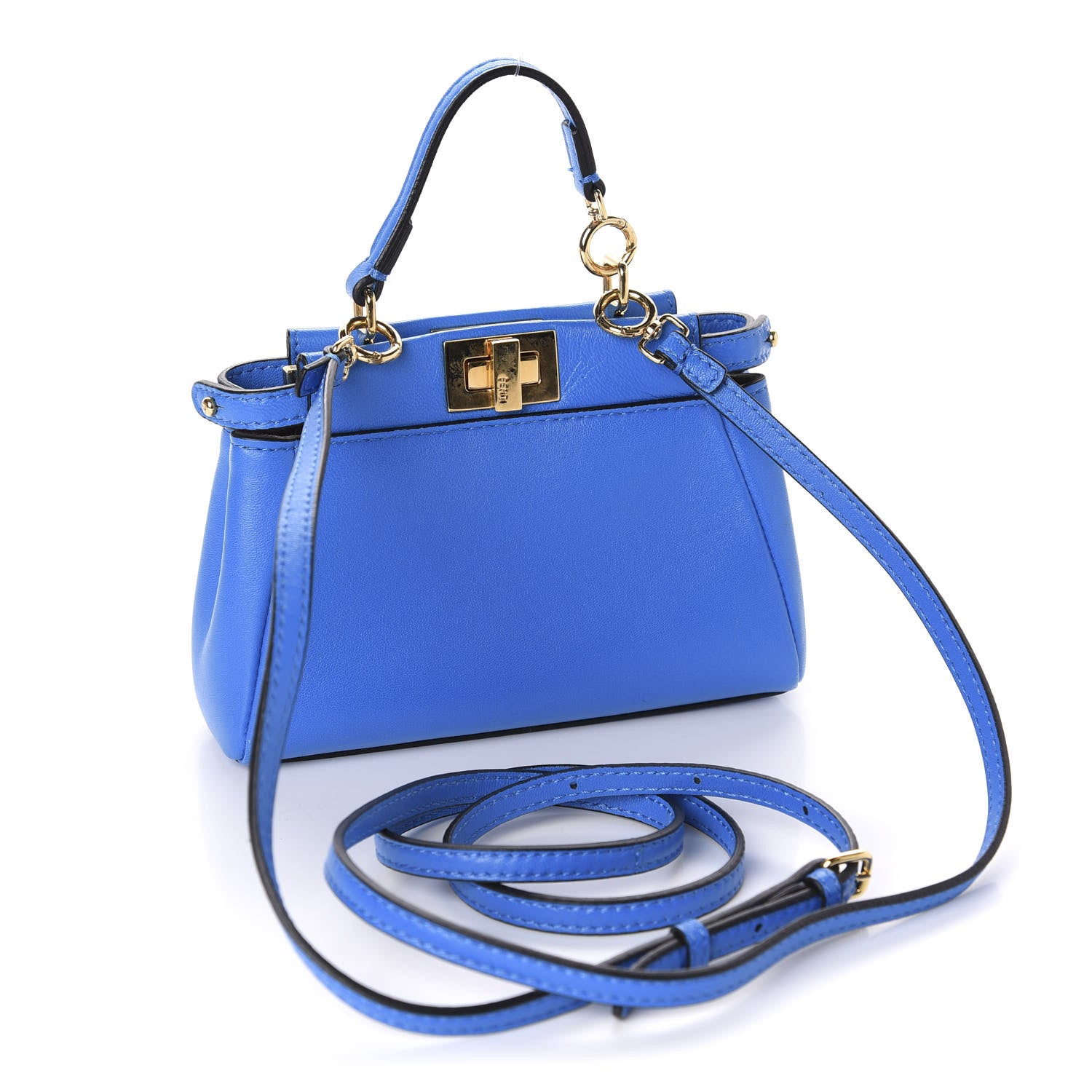 Fendi Shiny Nappa Micro Peekaboo Iconic Satchel Blue Royal 3 of 11