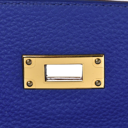 Hermes Togo Horseshoe Kelly Retourne 32 Bleu Electrique Rouge H 12 of 38