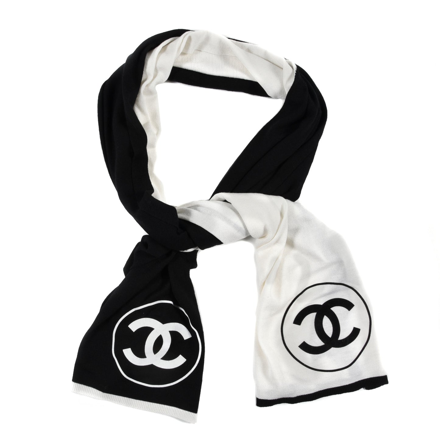 Wool CC Scarf White Black