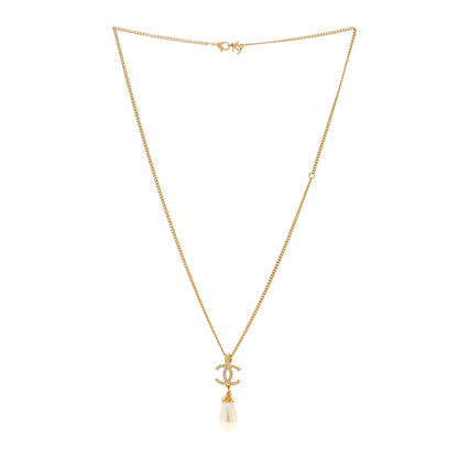 Chanel Crystal Pearl CC Drop Necklace Gold 3 of 4
