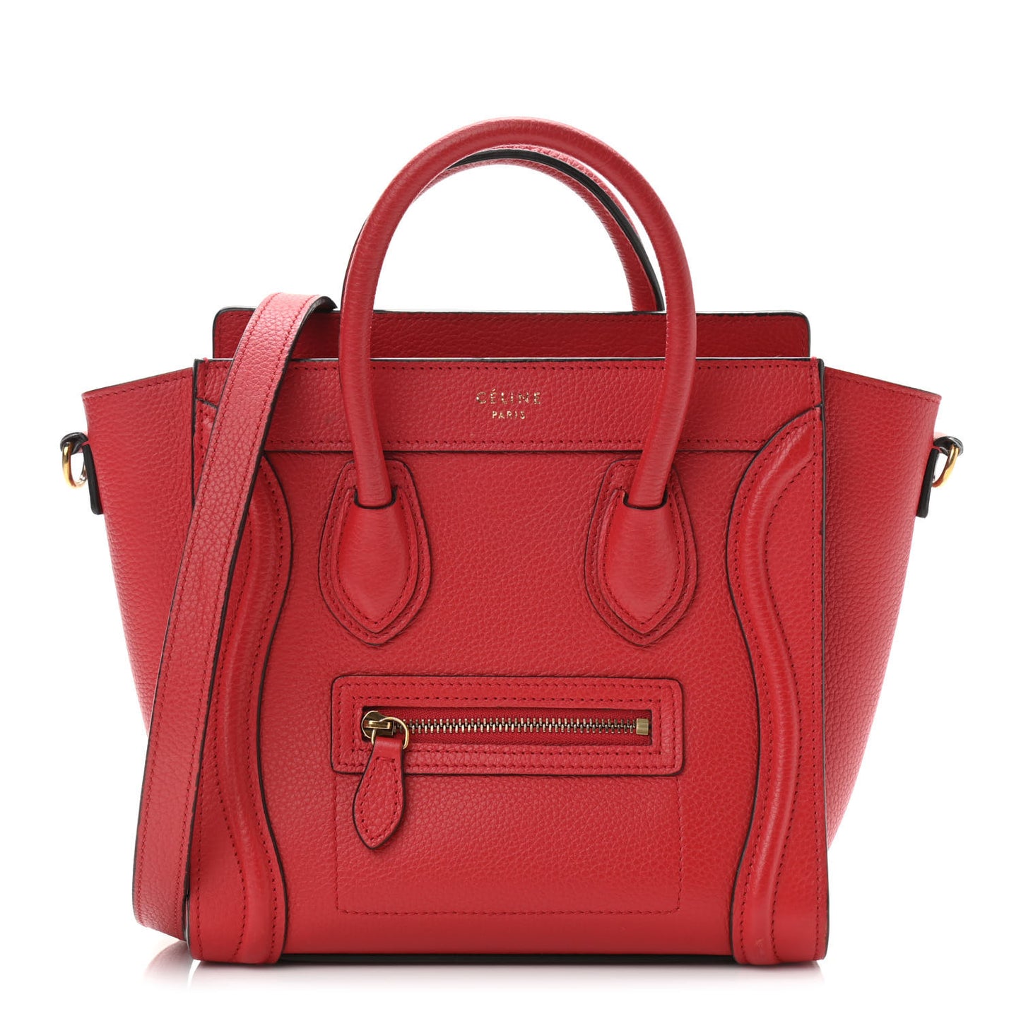 Drummed Calfskin Nano Luggage Red