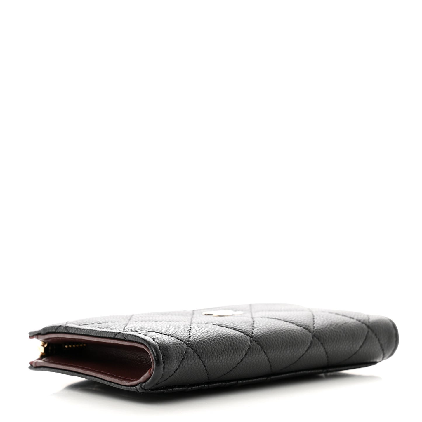 Caviar Quilted CC Zip Around Card Holder Black